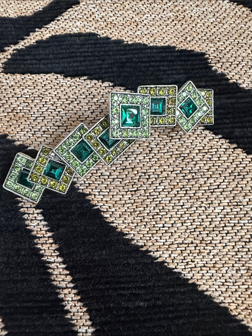 Green Crystal Square Barrette Hair Clip